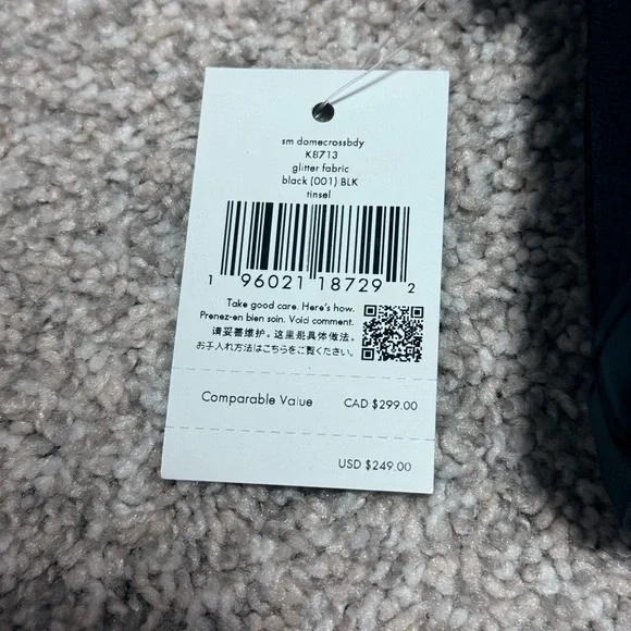 NWT Kate Spade Holiday Black Glitter Tinsel Small Dome Crossbody in - Picture 6 of 9